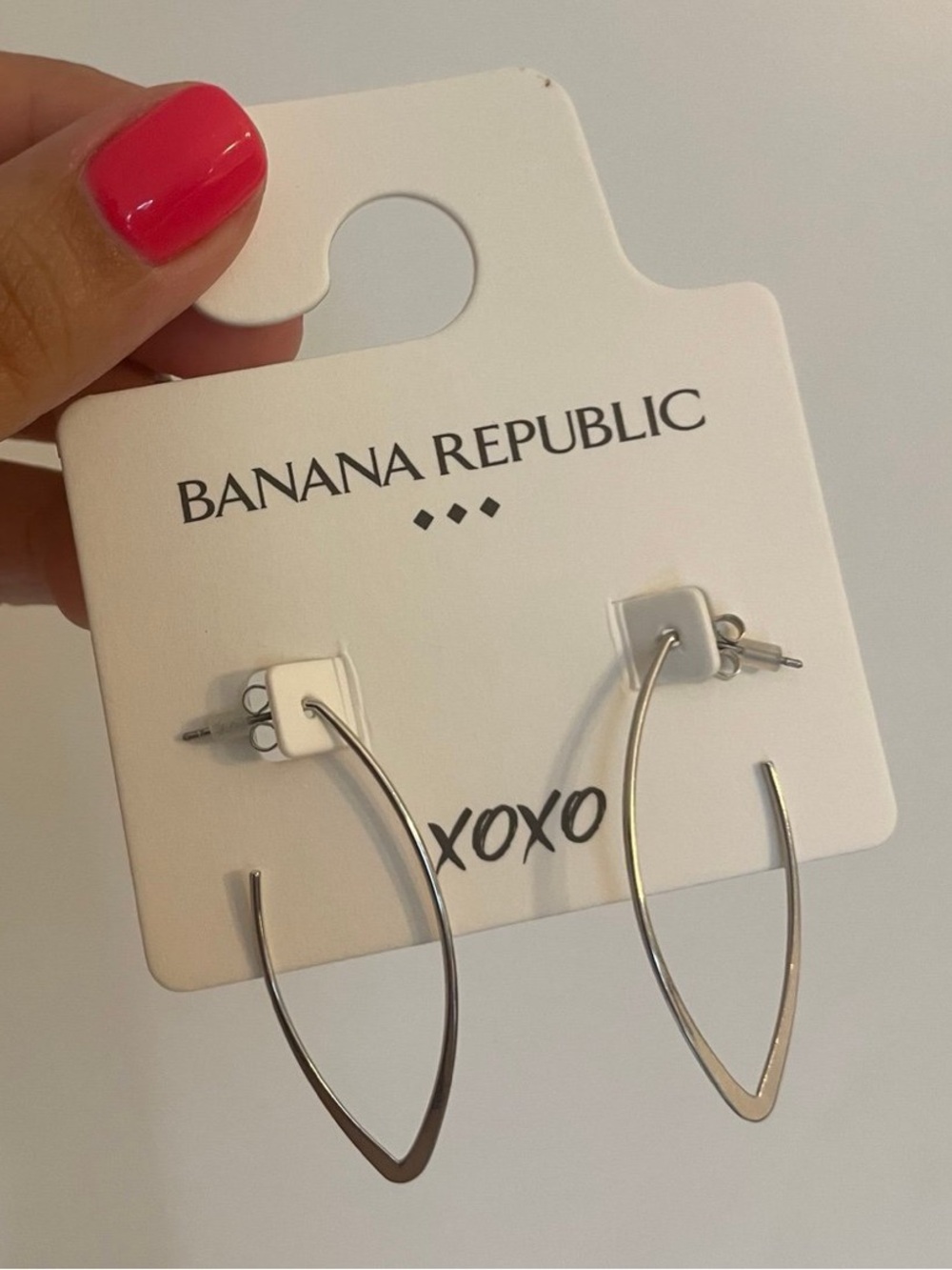Banana Republic Polished Silver V-Frame Hoop Earrings